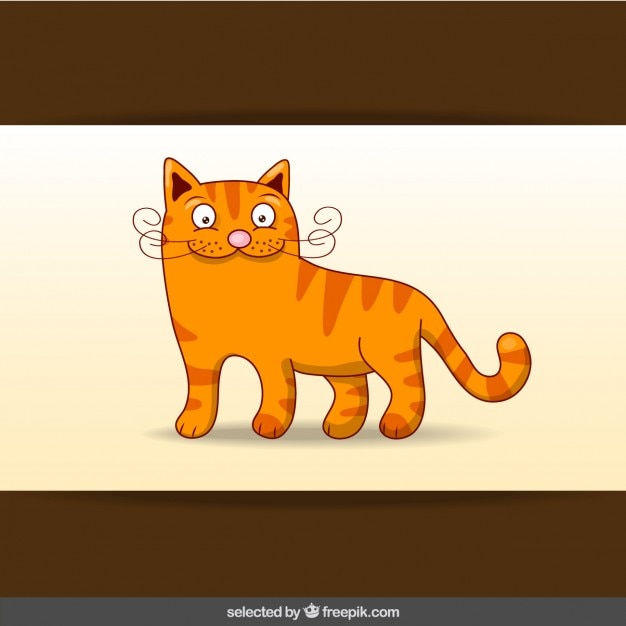 Dibujo animado del gato anaranjado feliz