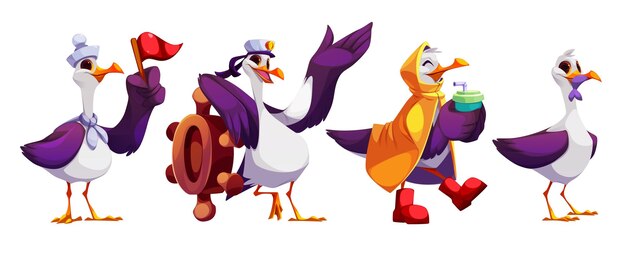 El dibujo animado de la gaviota de la playa de verano