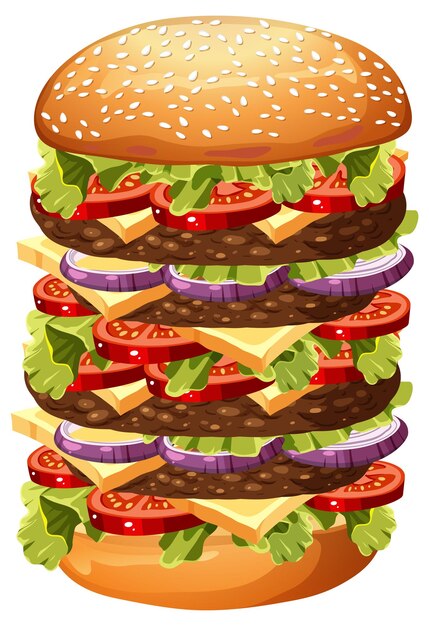 El dibujo animado de la hamburguesa de queso aislado