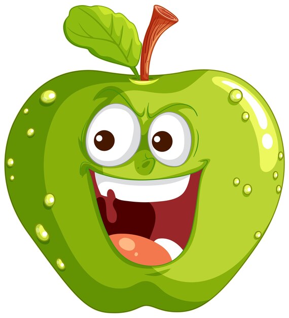 El dibujo animado de la manzana verde feliz