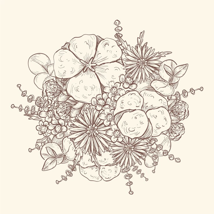Vector gratuito dibujo artístico de bouquet vintage