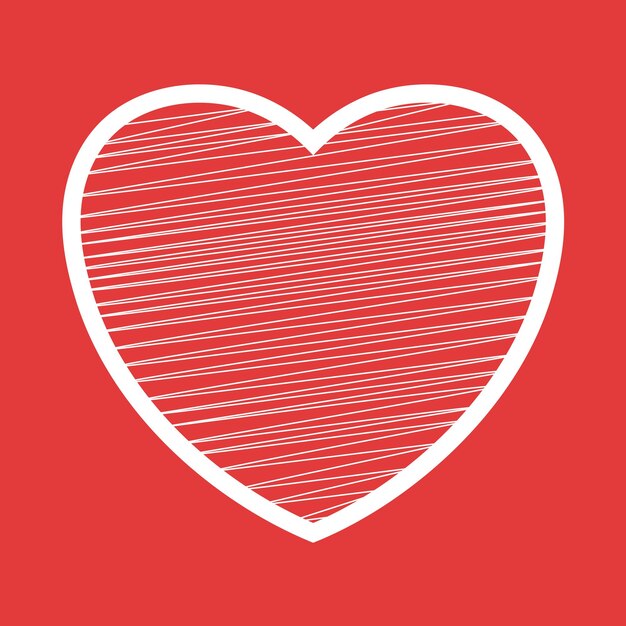 Dibujo Blanco Estilo Corazón Sobre Fondo Rojo