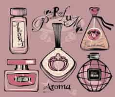 Vector gratuito dibujo botellas de perfume