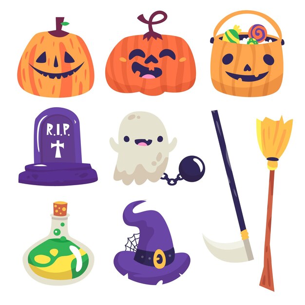 Dibujo de colección de elementos de Halloween