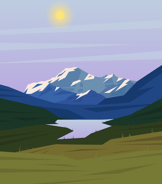 Vector gratuito dibujo colorido paisaje de la naturaleza