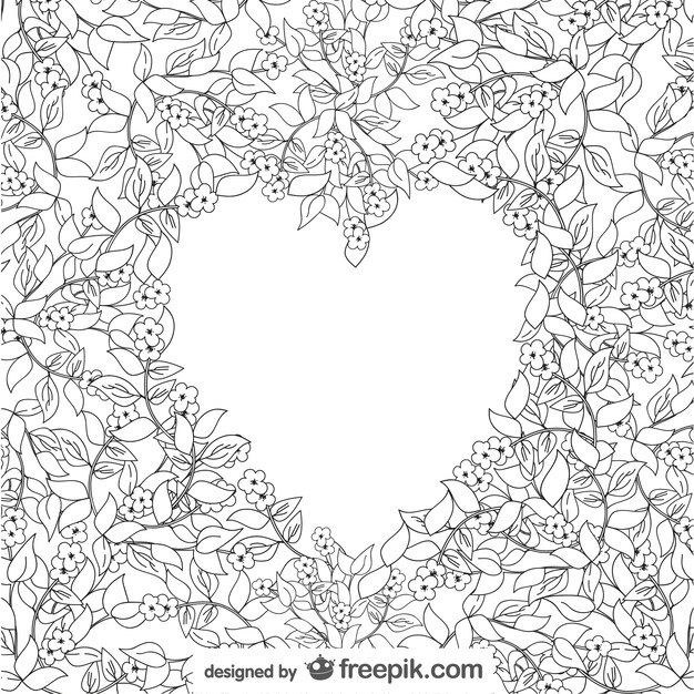 Dibujo de corazón con adornos florales