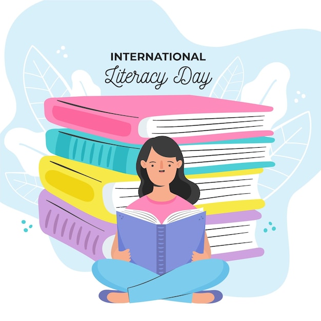 Vector gratuito dibujo del día internacional de la alfabetización