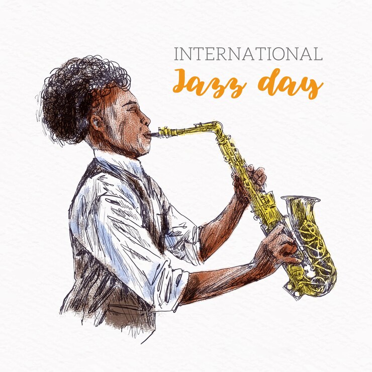 Vector gratuito dibujo del día internacional del jazz