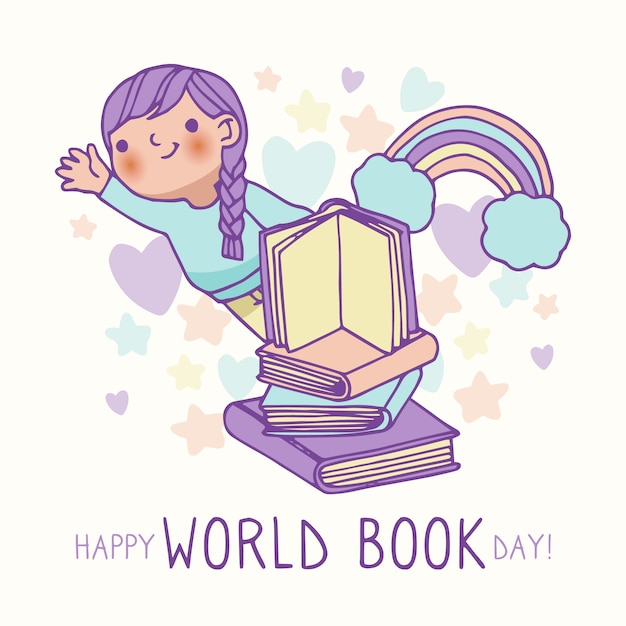 Vector gratuito dibujo del día mundial del libro