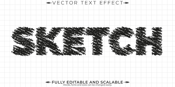 Vector gratuito dibujo de efecto de texto de boceto editable y estilo de texto de arquitecto