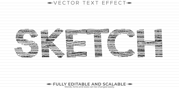 Vector gratuito dibujo de efecto de texto de boceto editable y estilo de texto de arquitecto