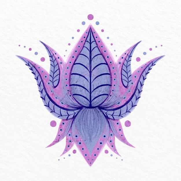 Dibujo de flor de loto mandala acuarela