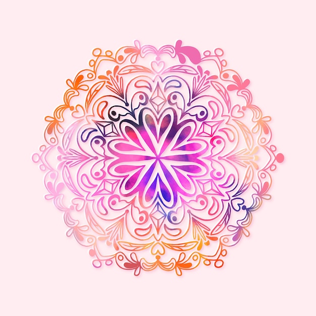 Vector gratuito dibujo de flor de loto mandala acuarela