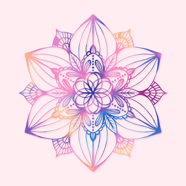 Vector gratuito dibujo de flor de loto mandala acuarela