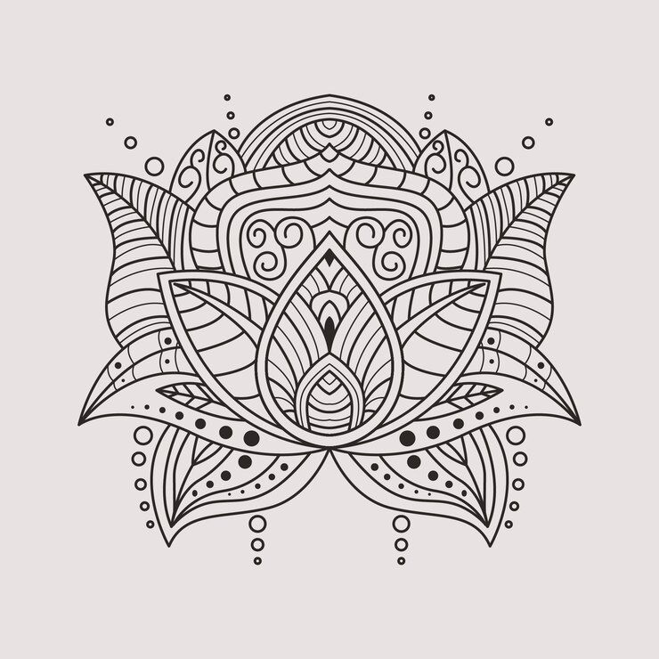 Vector gratuito dibujo de flor de loto mandala dibujado a mano