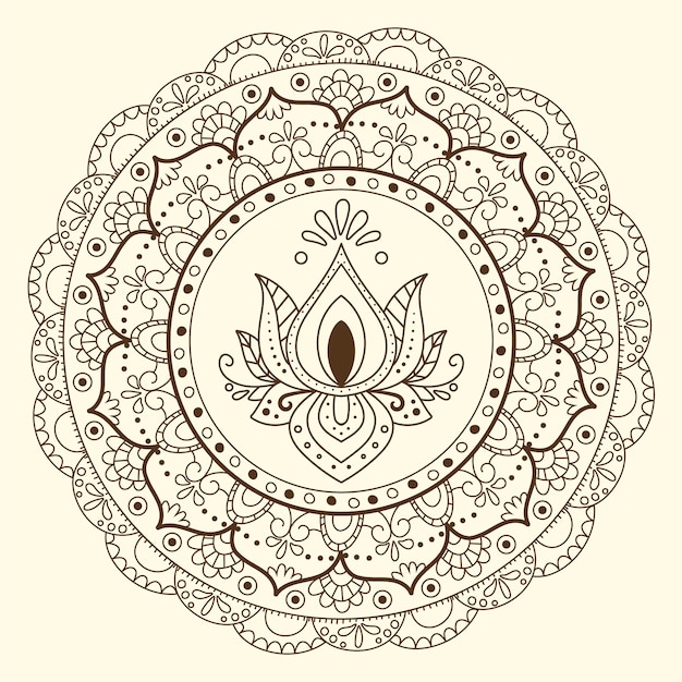 Vector gratuito dibujo de flor de loto mandala dibujado a mano