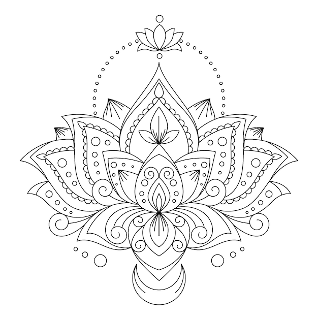 Vector gratuito dibujo de flor de loto mandala dibujado a mano