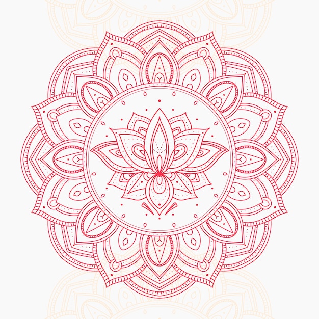 Vector gratuito dibujo de flor de loto mandala dibujado a mano