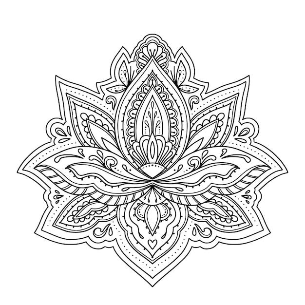 Vector gratuito dibujo de flor de loto mandala dibujado a mano