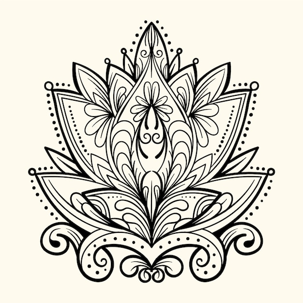 Vector gratuito dibujo de flor de loto mandala dibujado a mano