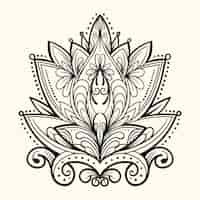 Vector gratuito dibujo de flor de loto mandala dibujado a mano