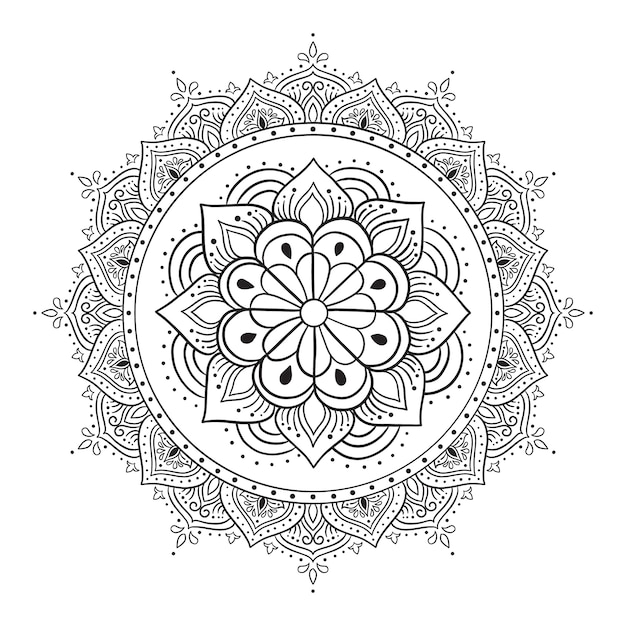 Dibujo de flor de loto mandala dibujado a mano