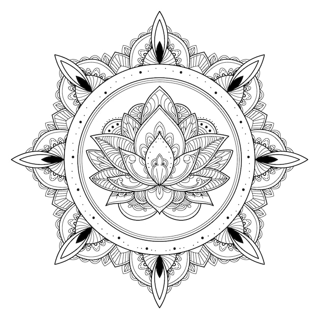 Vector gratuito dibujo de flor de loto mandala dibujado a mano