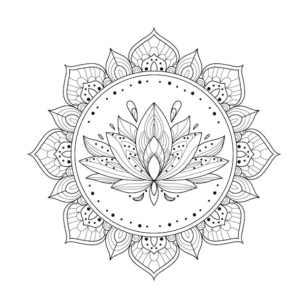 Vector gratuito dibujo de flor de loto mandala dibujado a mano