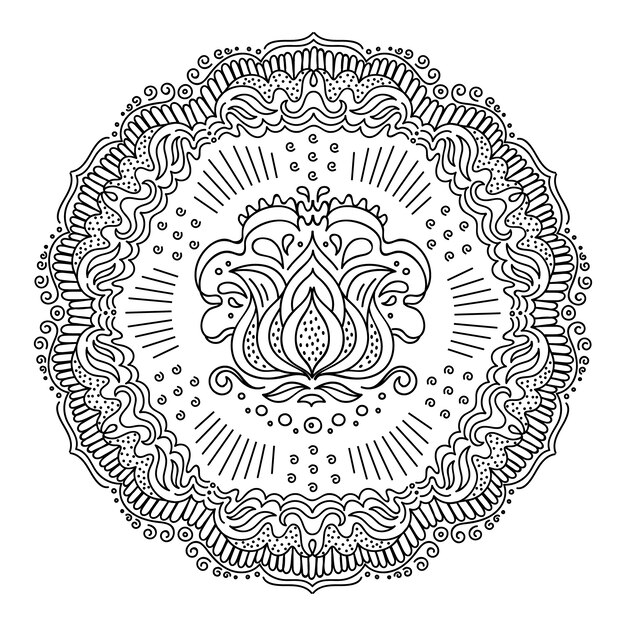 Dibujo de flor de loto mandala dibujado a mano