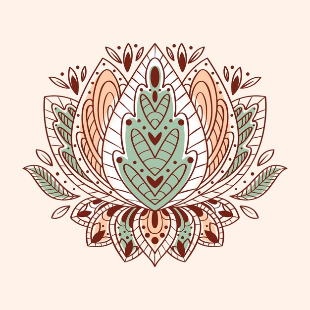 Dibujo de flor de loto mandala dibujado a mano