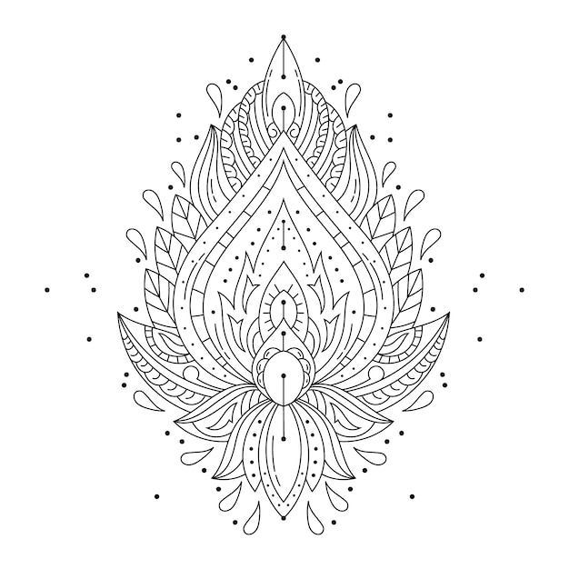 Vector gratuito dibujo de flor de loto mandala dibujado a mano