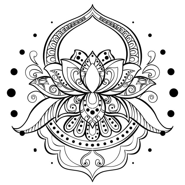 Dibujo de flor de loto mandala dibujado a mano