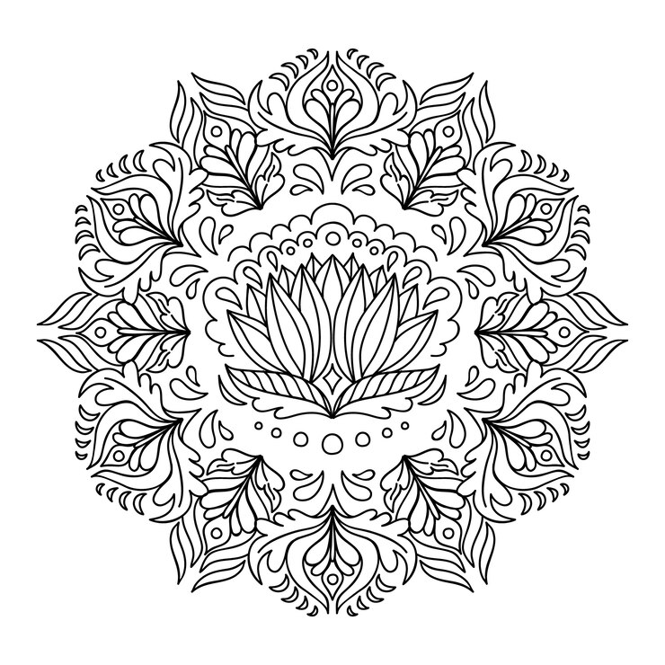 Vector gratuito dibujo de flor de loto mandala dibujado a mano