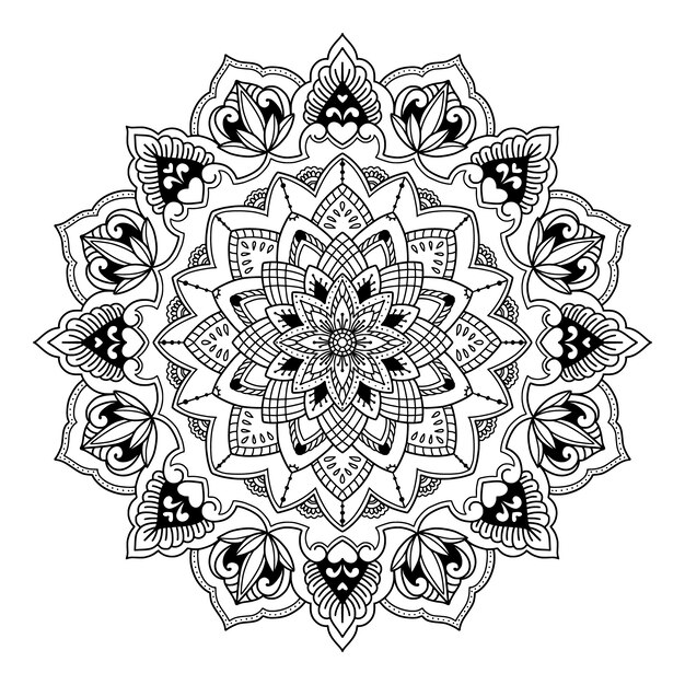 Dibujo de flor de loto mandala dibujado a mano