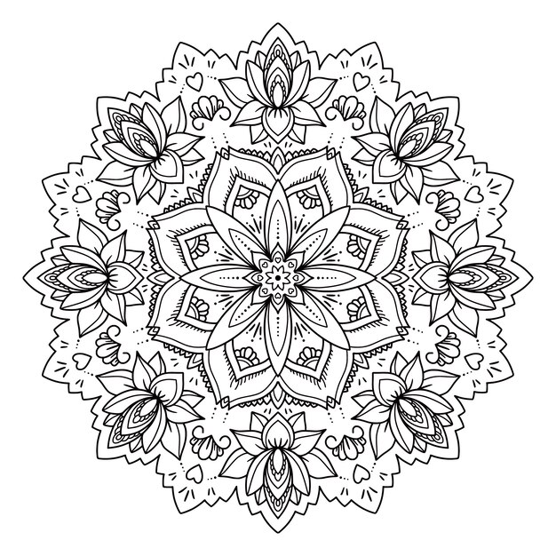 Dibujo de flor de loto mandala dibujado a mano