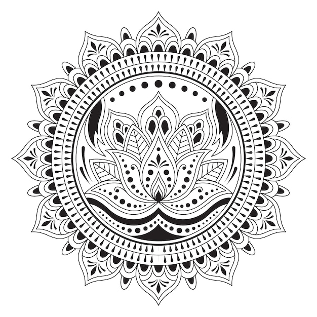 Vector gratuito dibujo de flor de loto mandala dibujado a mano