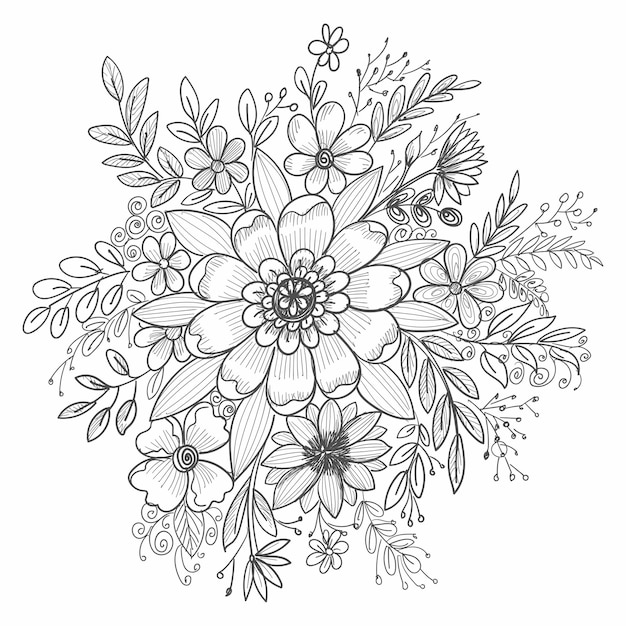 Vector gratuito dibujo floral decorativo artístico
