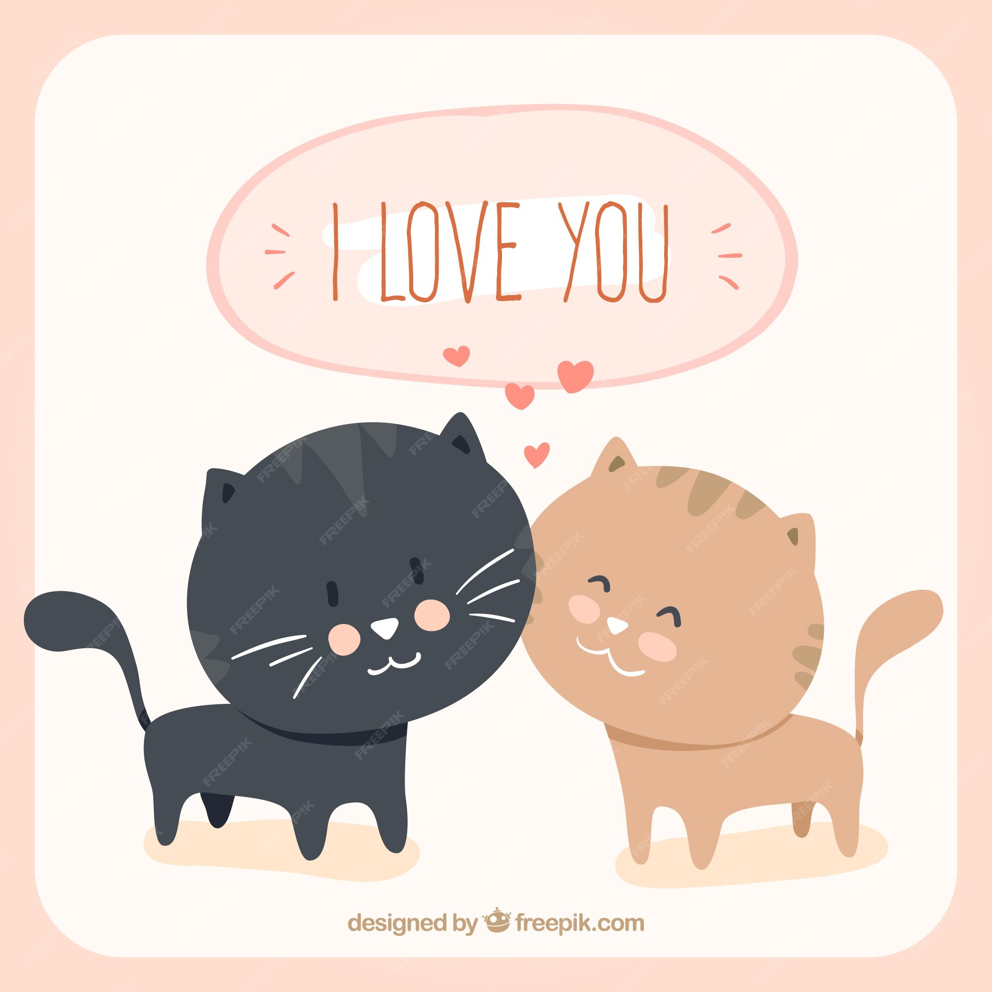 Dibujo de gatos enamorados | Vector Gratis