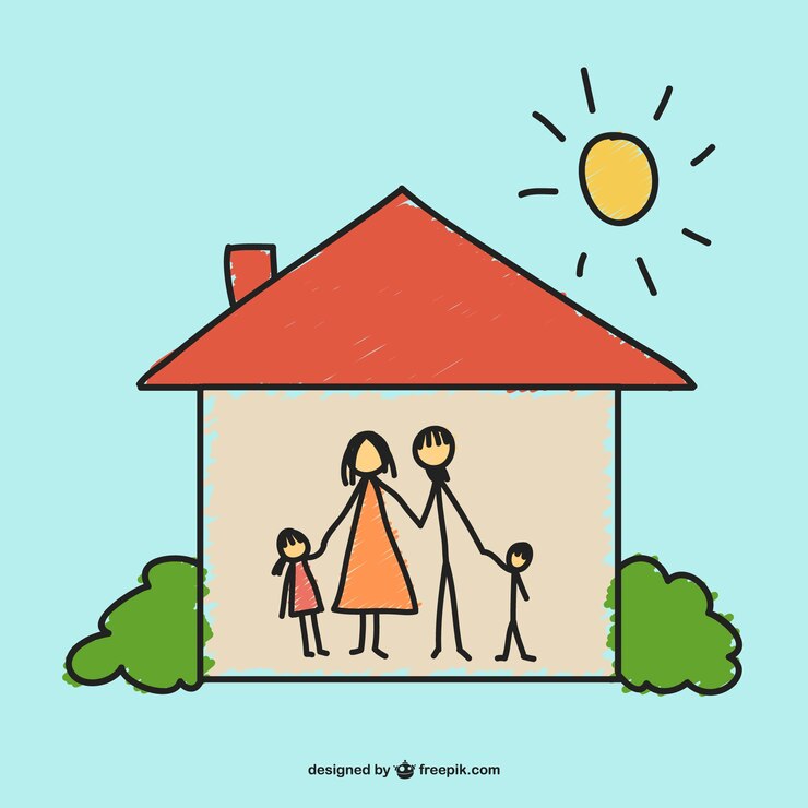 Vector gratuito dibujo hogar feliz