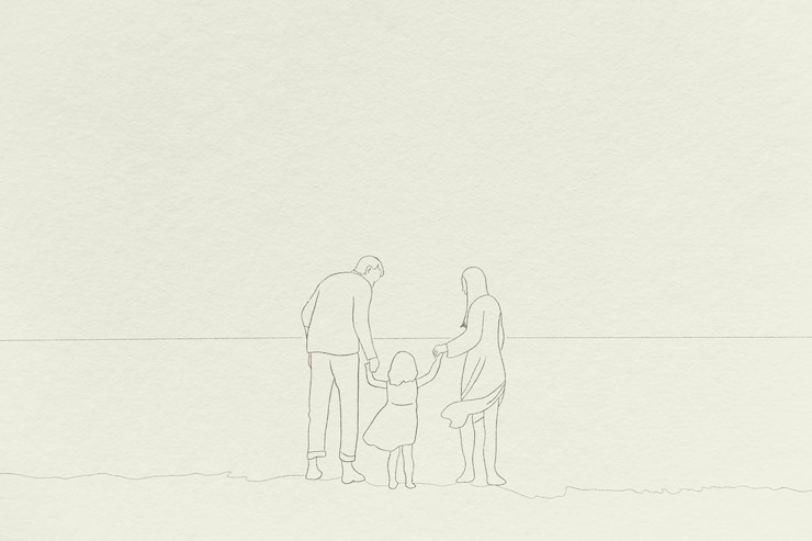 Vector gratuito dibujo de línea simple de fondo de tiempo familiar