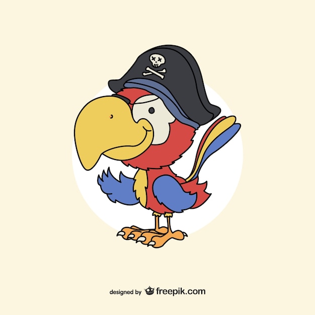 Vector gratuito dibujo de loro pirata