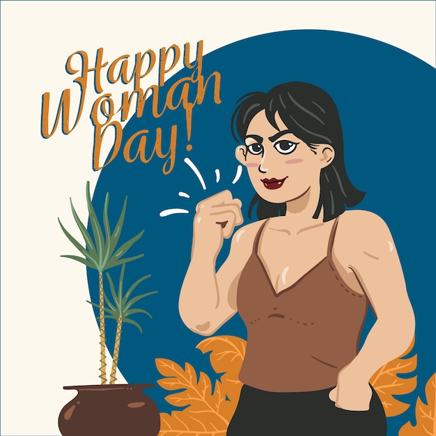 Vector gratuito dibujo a mano con el día de la mujer