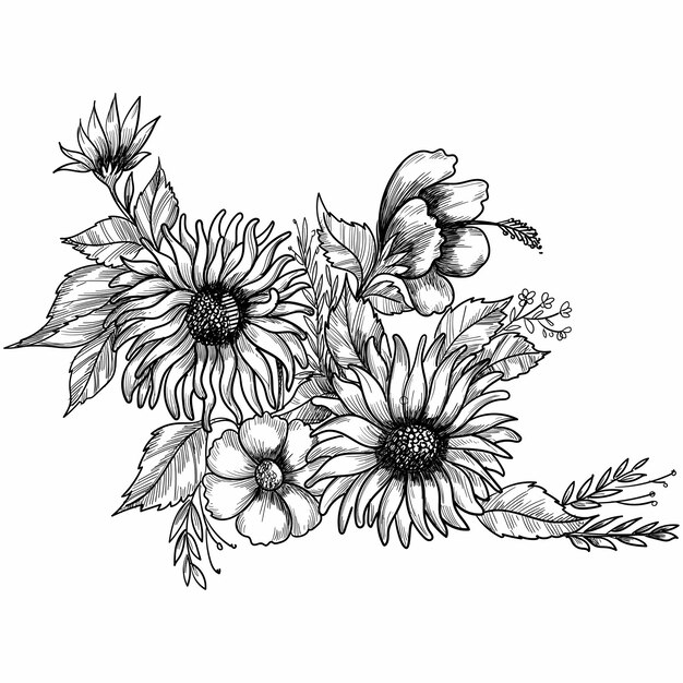 Dibujo a mano y dibujo floral decorativo.