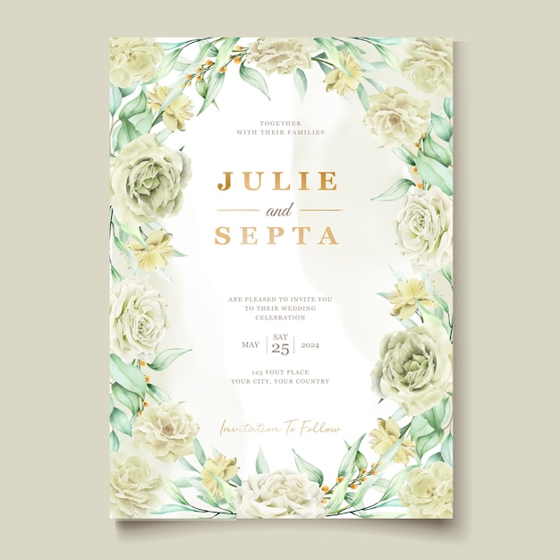 Vector gratuito dibujo a mano elegante invitación de boda diseño floral