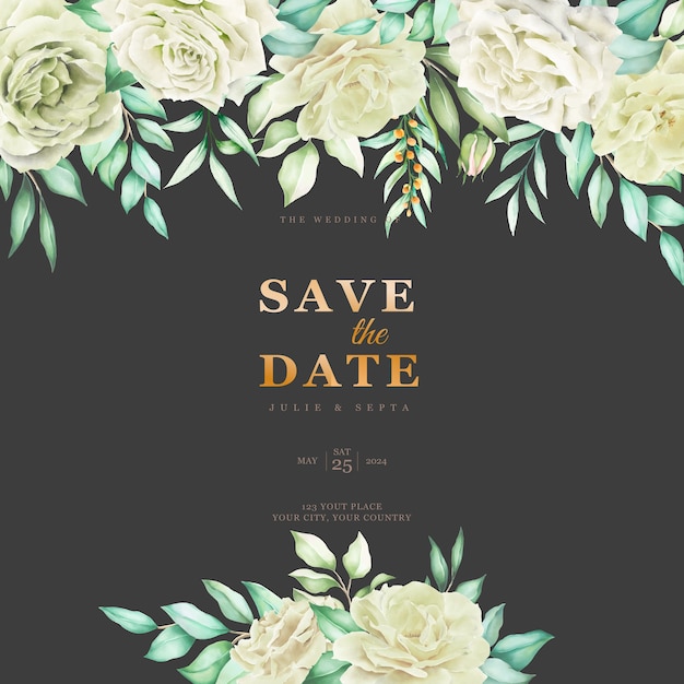 Vector gratuito dibujo a mano elegante invitación de boda diseño floral