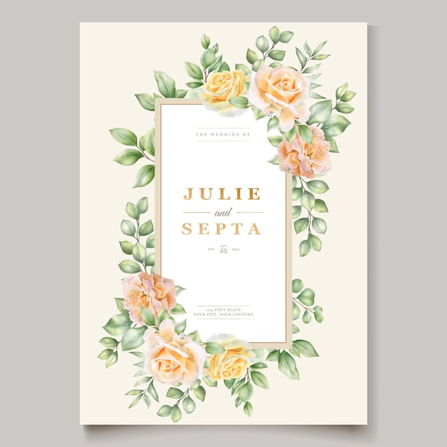 Dibujo a mano elegante invitación de boda diseño floral