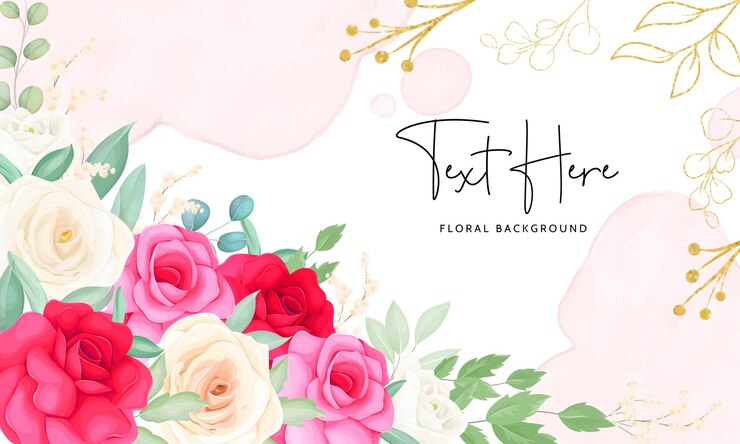 Vector gratuito dibujo a mano hermosa rosa flor plantilla de fondo