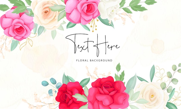 Vector gratuito dibujo a mano hermosa rosa flor plantilla de fondo