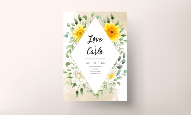 Vector gratuito dibujo a mano hermoso diseño floral de la tarjeta de boda