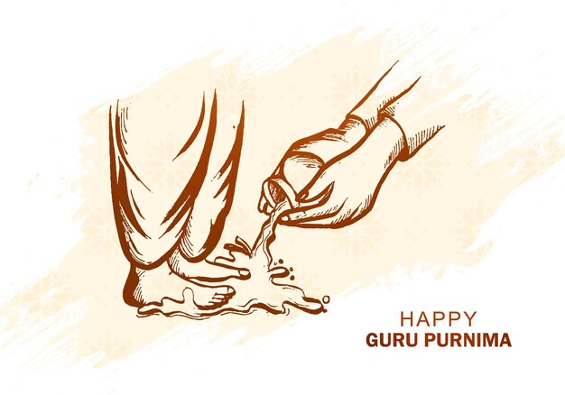 Dibujo a mano sobre el fondo de la tarjeta guru purnima de celebración en honor
